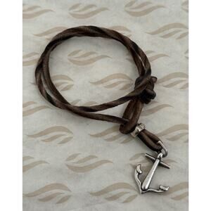 James Avery Retired Sterling Silver Anchor Hook Leather 3” Bracelet